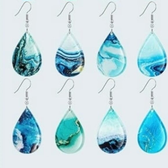 Ocean Teardrop Dangle Earrings - Picture 2 of 2